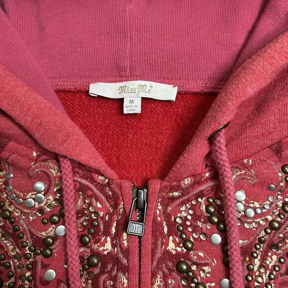 Miss Me Red Embellished Zip Up Jacket Women’s Size Medium - Picture 5 of 13